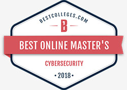 Bestcolleges.com Best Online Masters Cybersecurity badge 2018