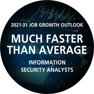 Information Security Analysts job growth for 2021-31 much faster than average