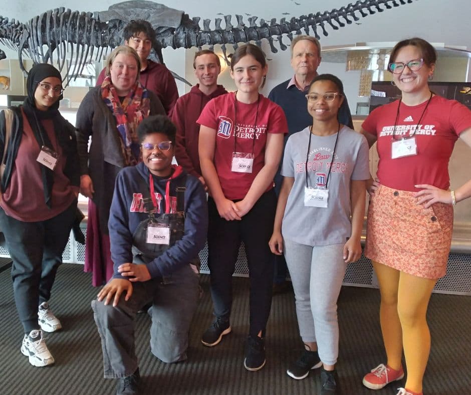 Group shot of students enrolled in the course Museum Education and Interpretation after volunteering at Cranbrook Institute of Science