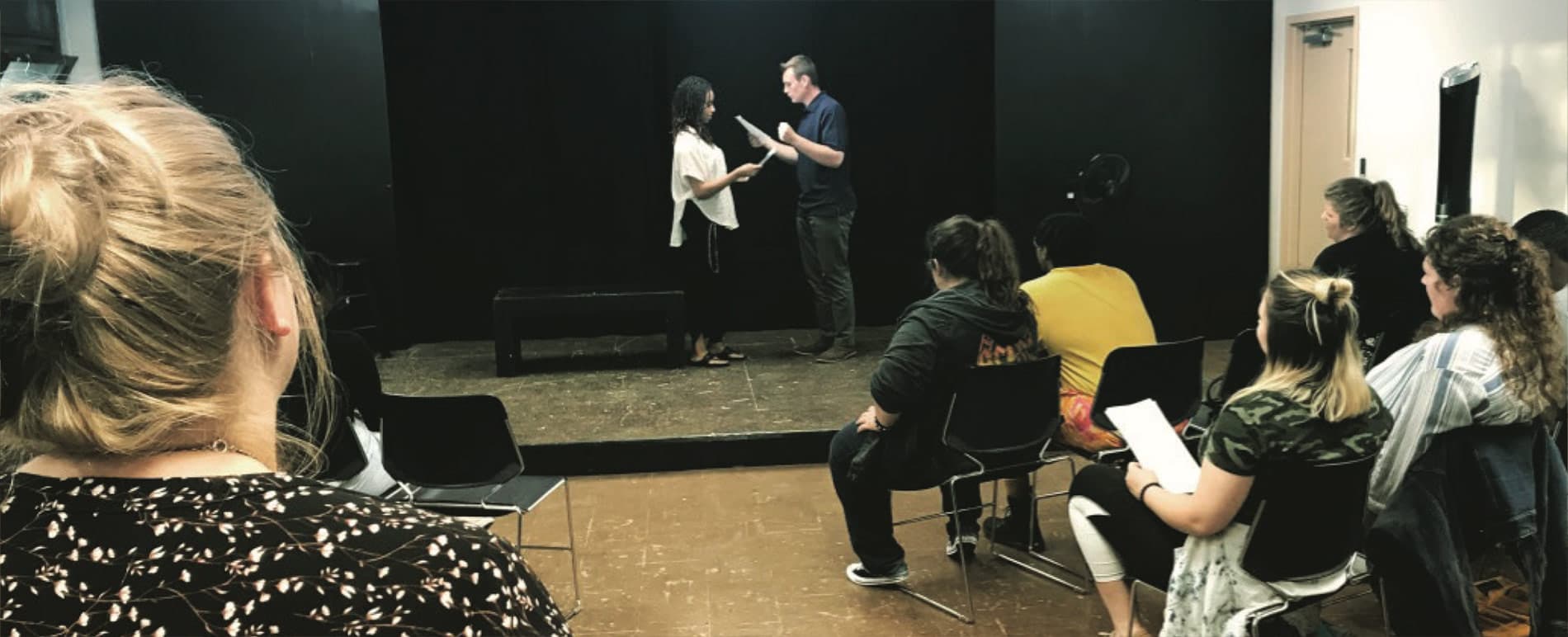 Detroit Mercy theatre students practice feeling emotions in acting