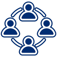collaboration icon with four people in a circle