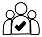 icon of three people, one with a checkmark