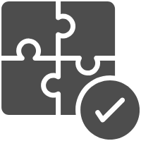 Puzzle piece and checkmark icon